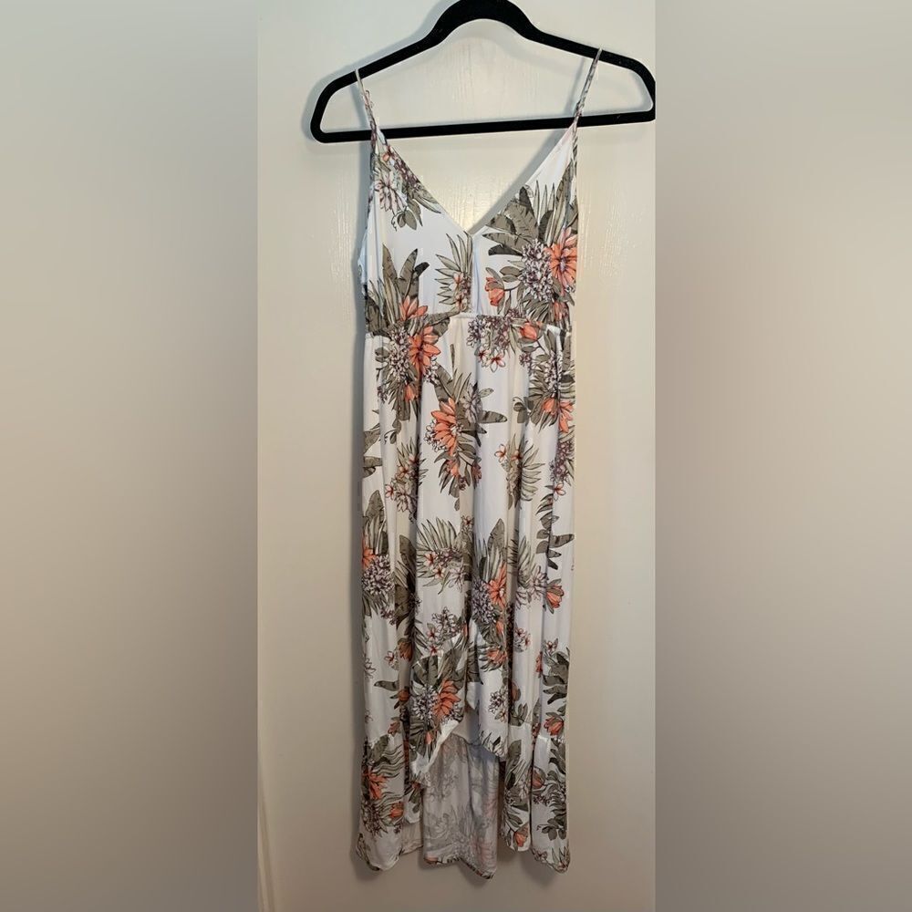 ArdenβsβGUCβcream/pinkβfloralβruffledβhighβlowβdressβSizeβMedium